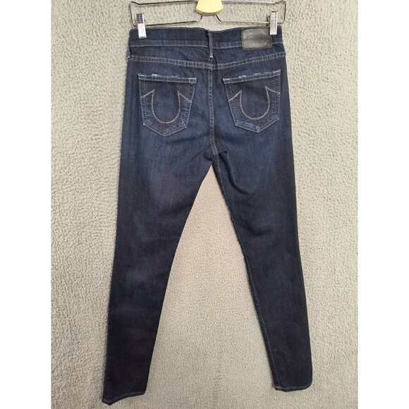 True Religion Brand Jeans Womens 26 Skinny Blue Distressed Pocket - Picture 5 of 14